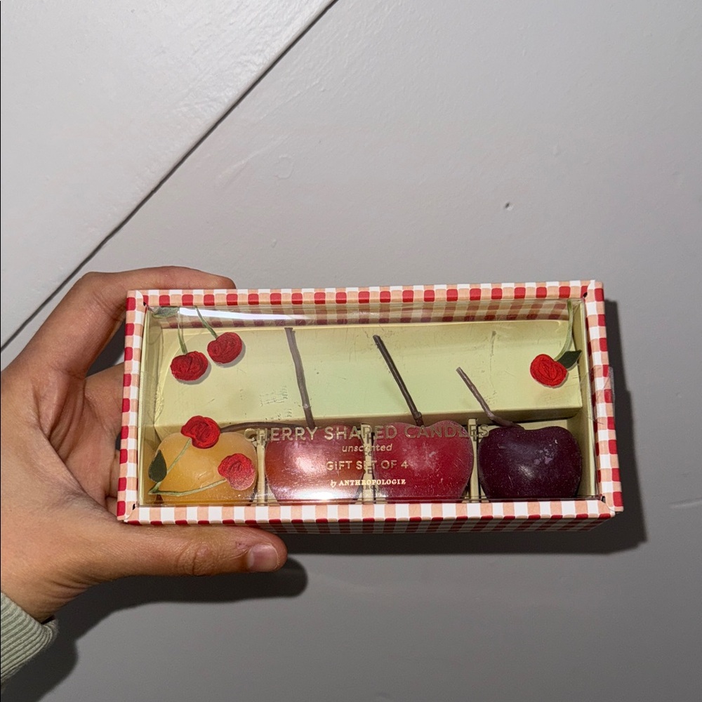 Cherry Shaped Candle Set Wax Candles, Set of 4 By Anthropologie New In Box - Picture 4 of 12